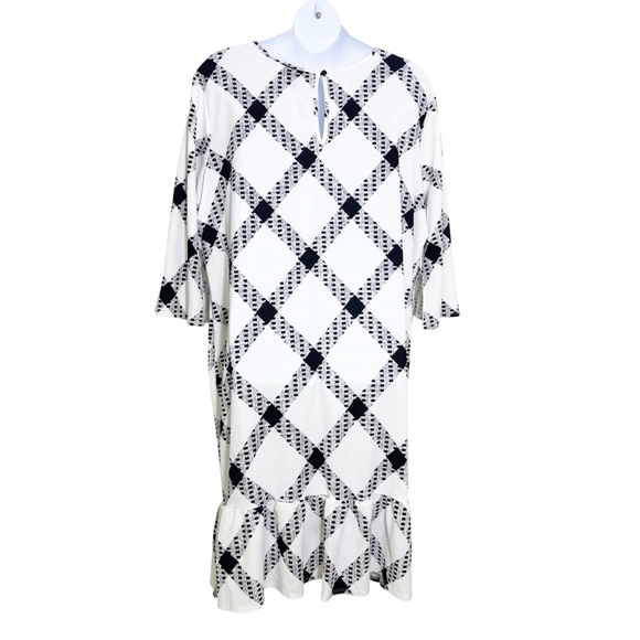Ashley Stewart Black & White Gingham Ruffle Hem Midi Dress NWT Size 34/36 - Picture 7 of 9
